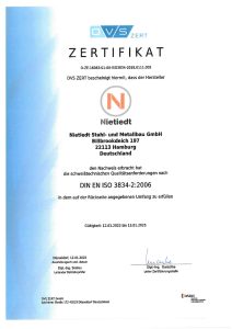 Zertifikat DIN EN ISO 3834-2:2006