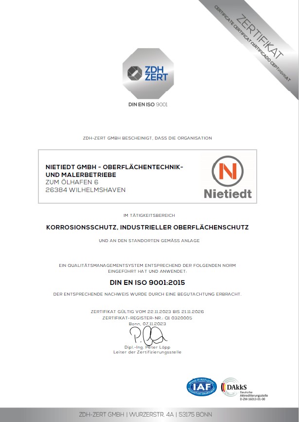 Zertifikat DIN EN 9001:2015 (deutsch) gültig bis 21.11.2026