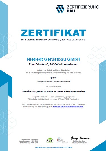GB-SCC-P VAZ 2021 Zertifikat Zertifizierung Bau deutsch gültig bis 25.11.2026
