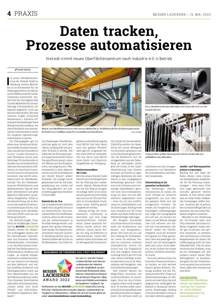 Zeitungsartikel "Besser lackieren" Textausschnitt aus dem Magazin besser lackieren